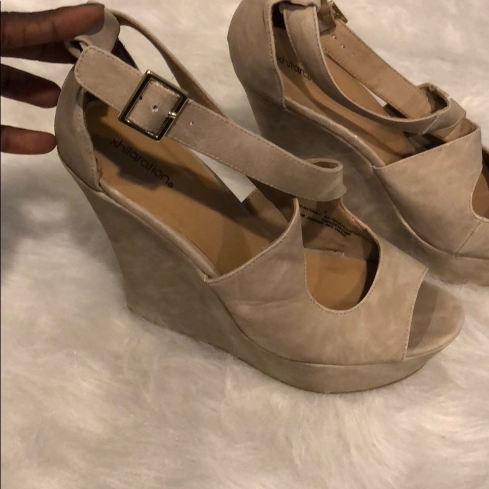 Gray Wedges with Criss Cross Straps
